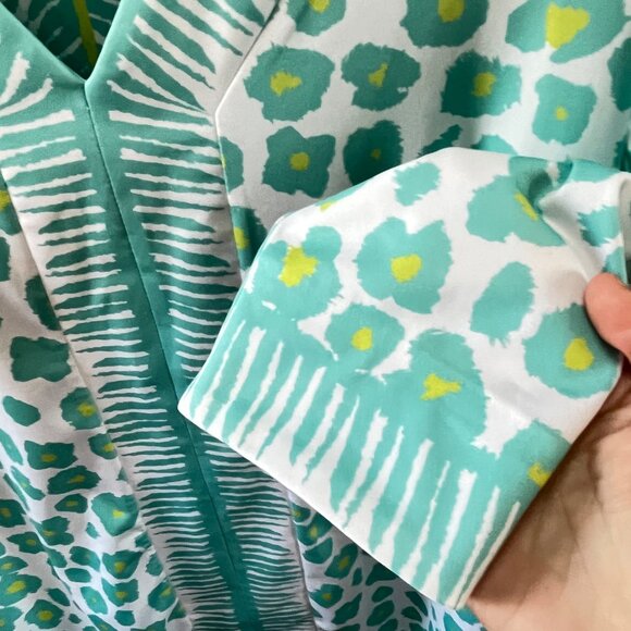 Gretchen Scott Wildcat Jersey Bordertown Dress in Teal and Cream- Size M‎ - Picture 3 of 6